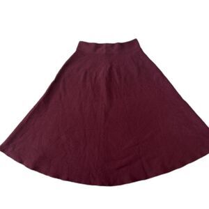 Premise Burgundy Knit Midi Skirt XS High Waist A-Line Wool Blend